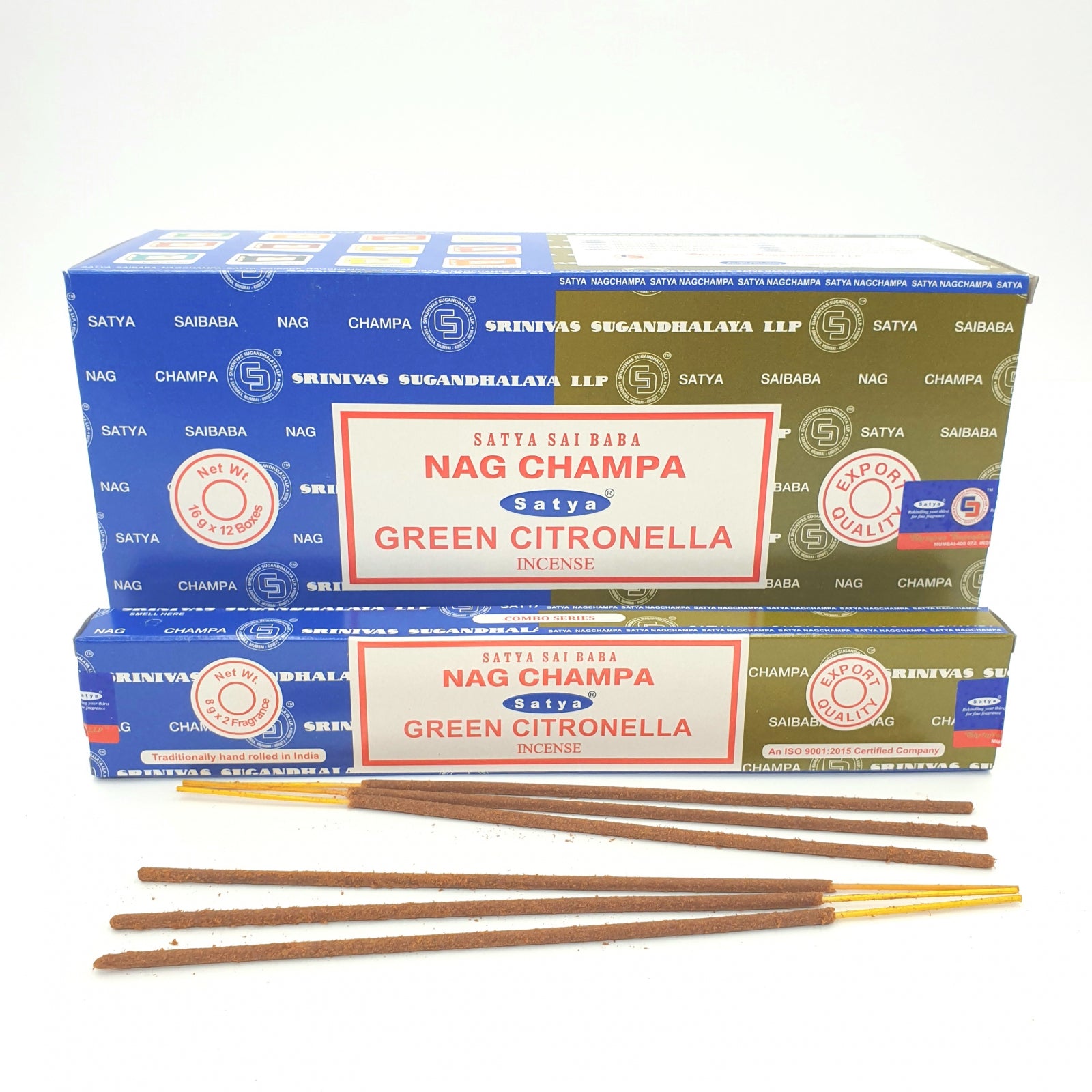 Satya Nag Champa und Green Citronella Räucherstäbchen Doppelpack