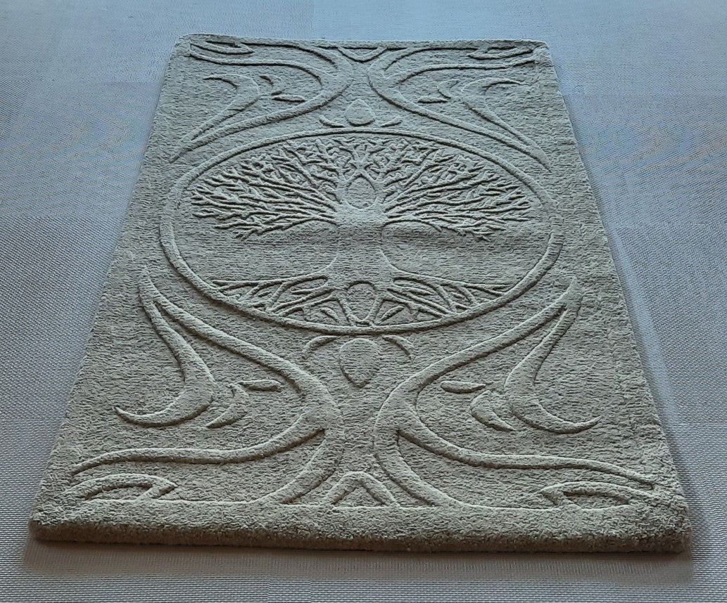 Hand-tufted carpet runner - small tree of life - natural 
