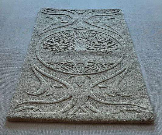 Hand-tufted carpet runner - small tree of life - natural 