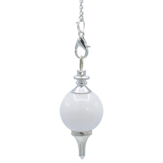 Pendulum polished white agate &amp; metal