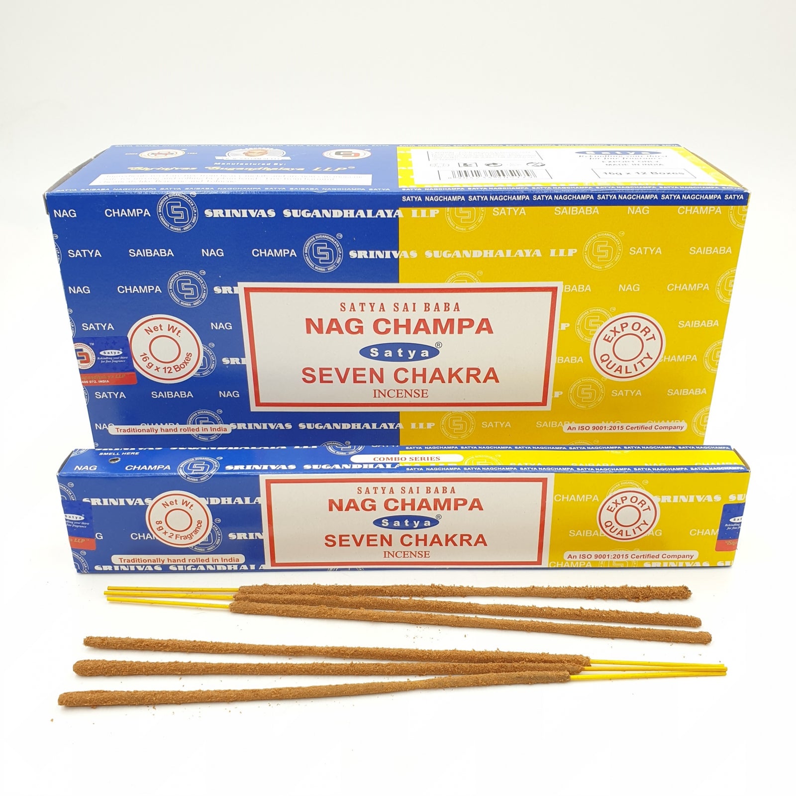Satya Nag Champa und Seven Chakra Räucherstäbchen Doppelpack