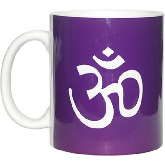Coffee/tea cup "Om" ceramic white/purple