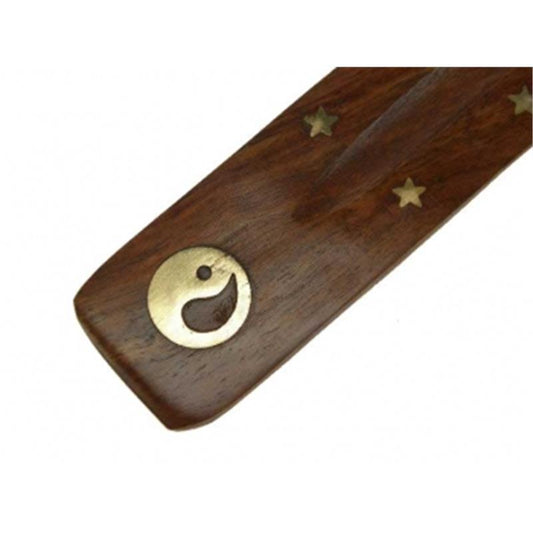 Incense stick holder wood Yin Yang