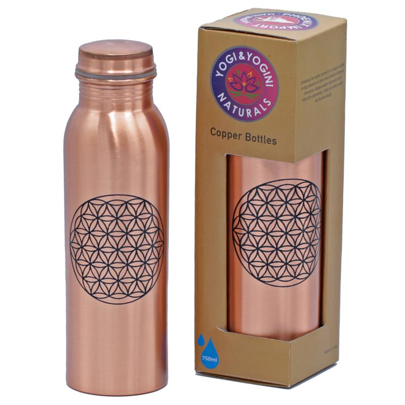 Flower of Life printed copper bottle