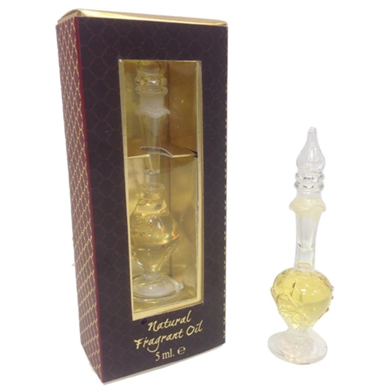 Rose fragrance oil in hand-blown glass bottle