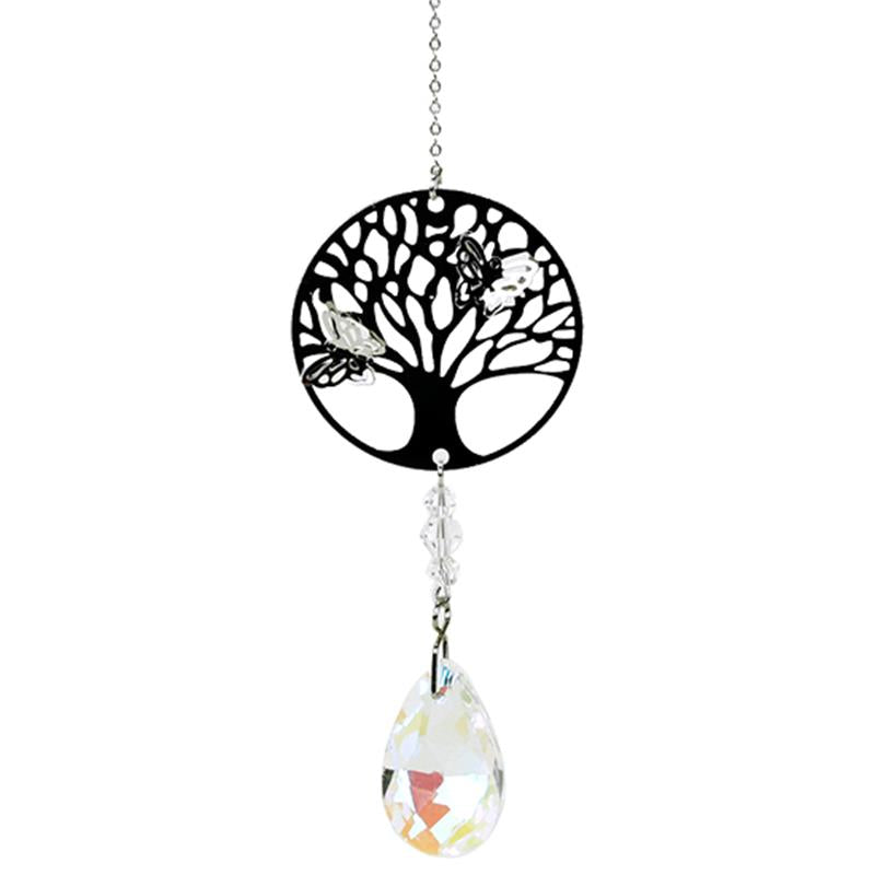 Tree of Life mit Regenbogen-Kristalltropfen Weiß - Feng Shui Harmonie