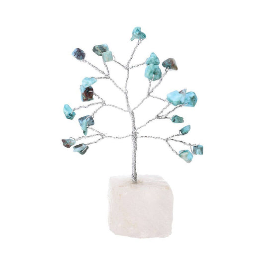 Larimar Minibaum mit Quarzständer - Glücksbringer für Harmonie
