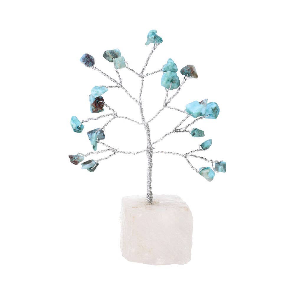 Larimar mini tree with quartz stand