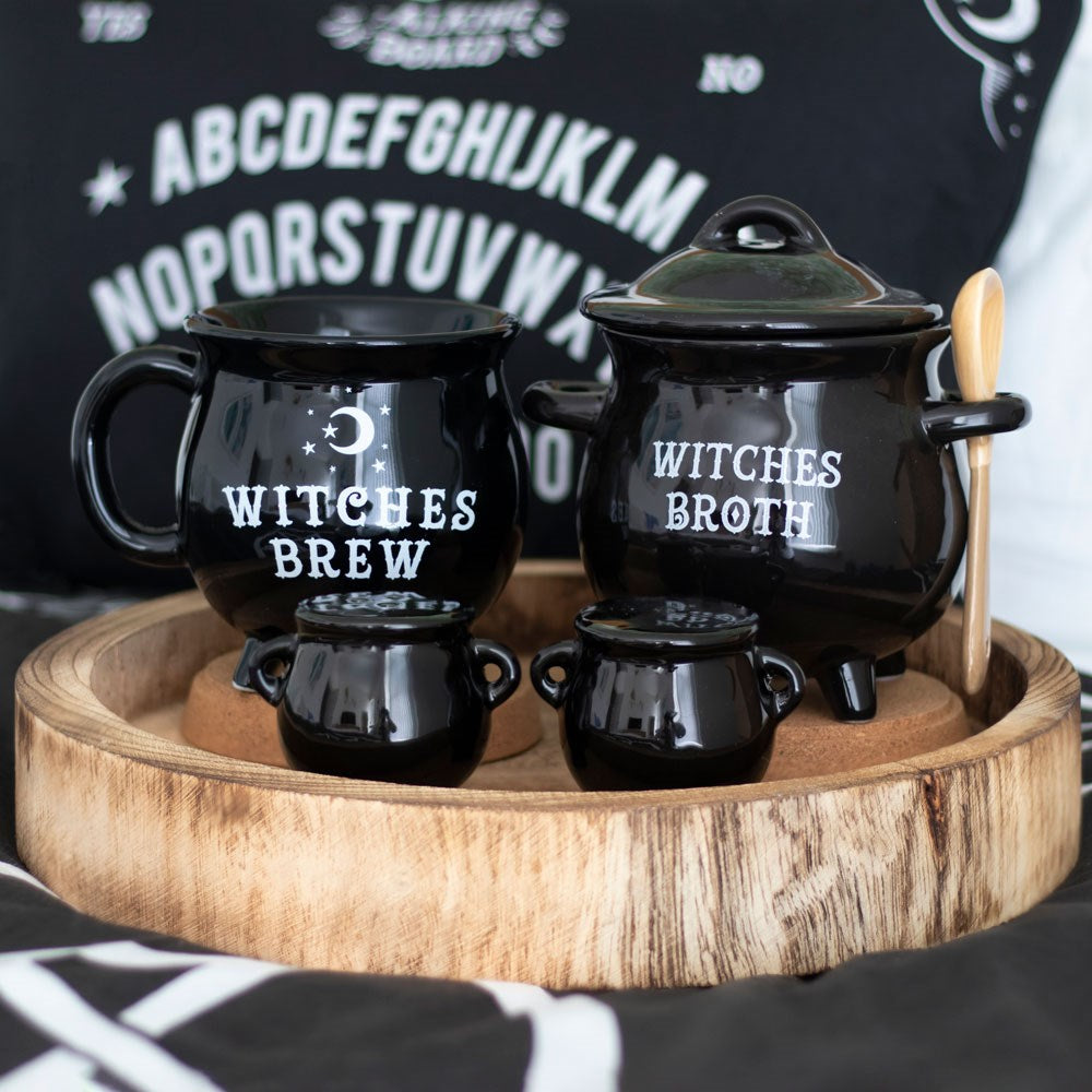 Salt &amp; pepper shakers in a witch's cauldron design 