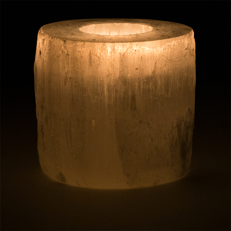 Selenit Runder Teelichthalter