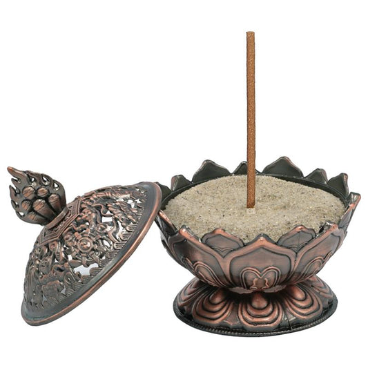 Incense stick holder Lotus copper colored