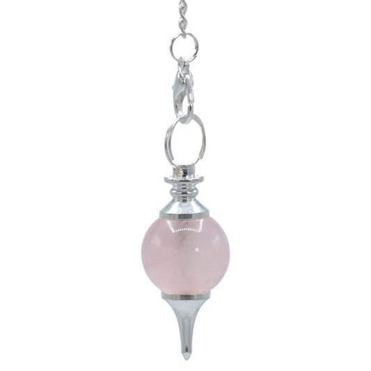 Pendulum polished rose quartz &amp; metal