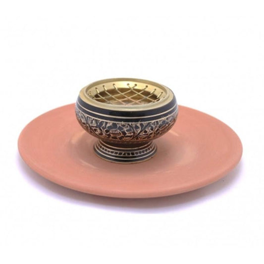 Brass incense burner + terracotta bowl