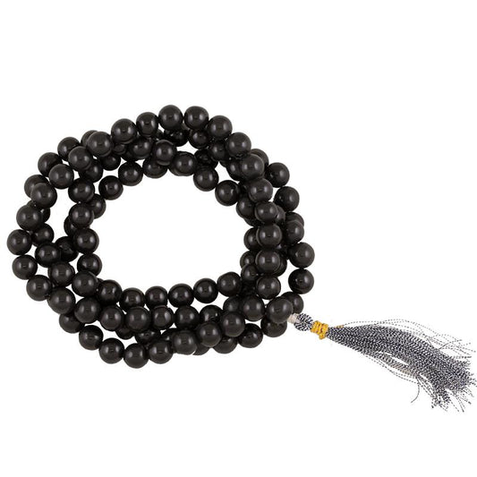 Mala black agate, 108 beads