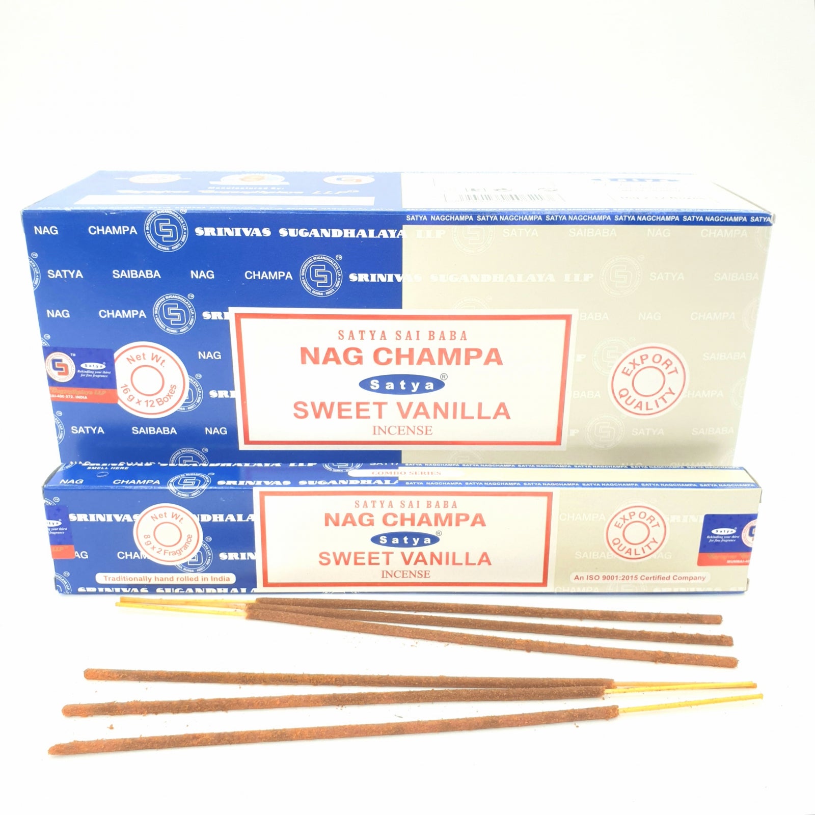 Satya Nag Champa und Sweet Vanilla Räucherstäbchen Doppelpack