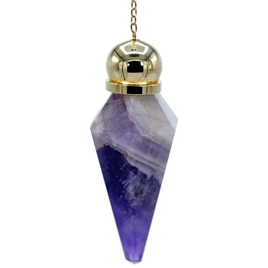 Amethyst pendulum with faceted tip + decorative pearl