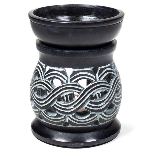 Duftlampe Keltische Knoten aus schwarzem Speckstein: Sinnlichkeit in Eleganz
