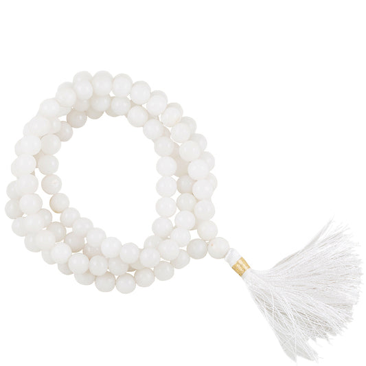 Mala white agate AA quality 108 beads