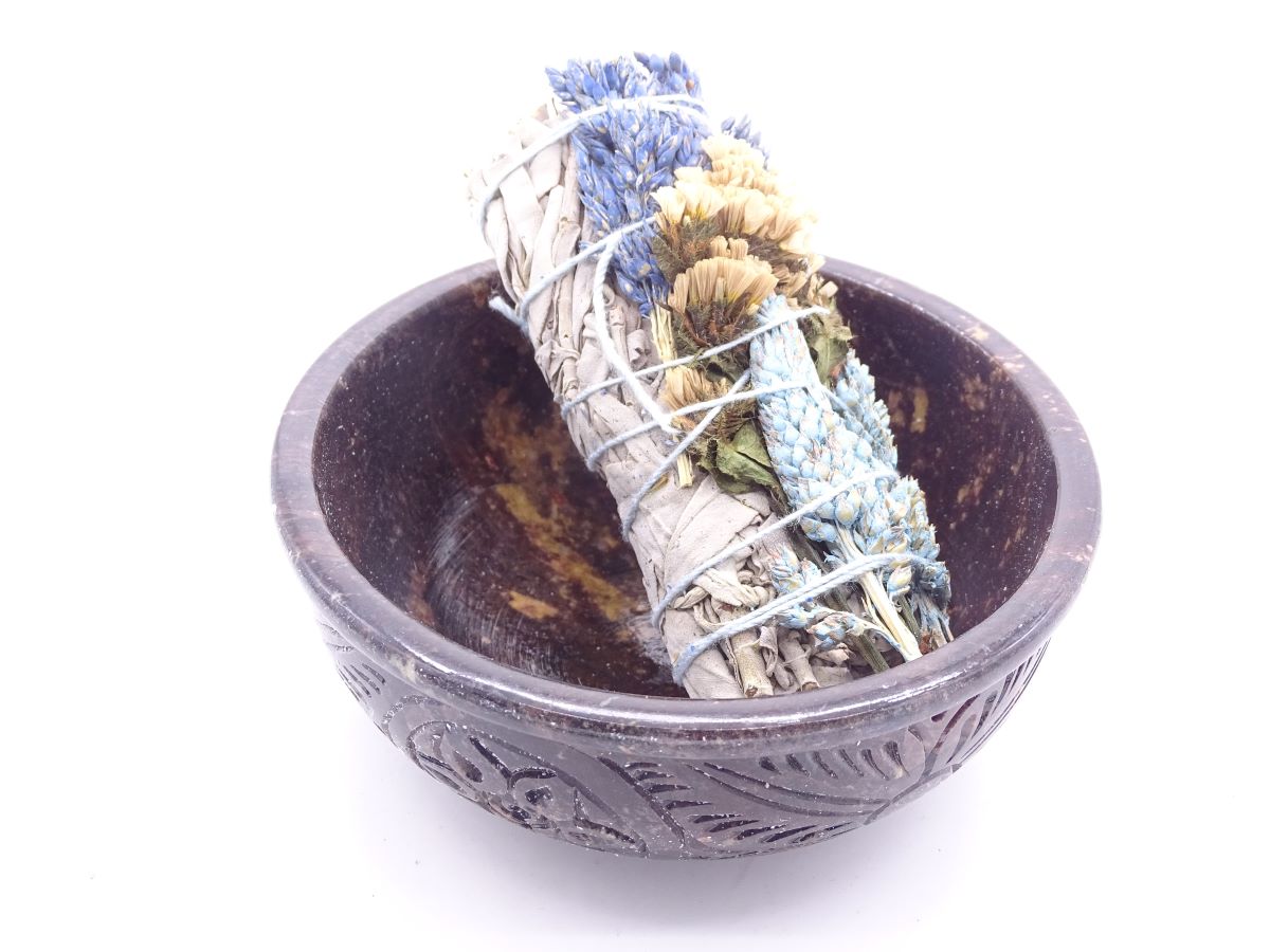 Weißer Salbei & Statice Sinuata & Sorghum Smudge Räucherbündel - Reinigung und Harmonie