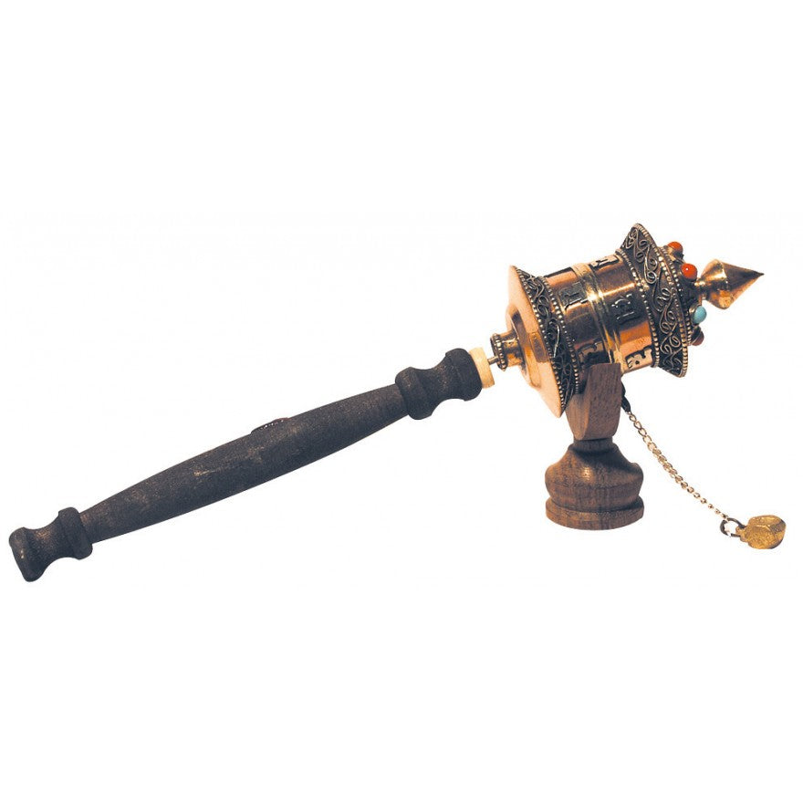 Gebetsmühle "Om Mani..." aus Kupfer, 21 cm