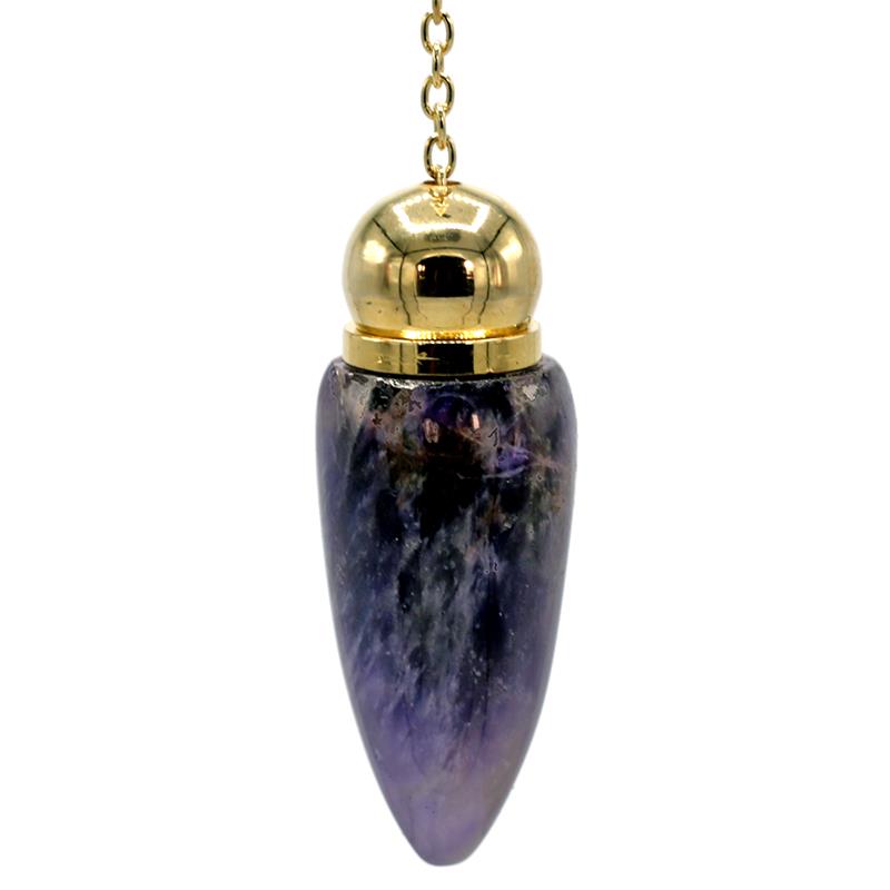 Pendulum, gold-plated brass, with amethyst chamber