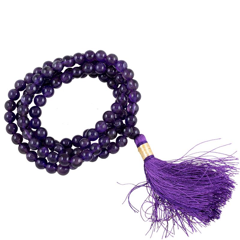 Mala Amethyst AA-Qualität 108 Perlen + Tasche