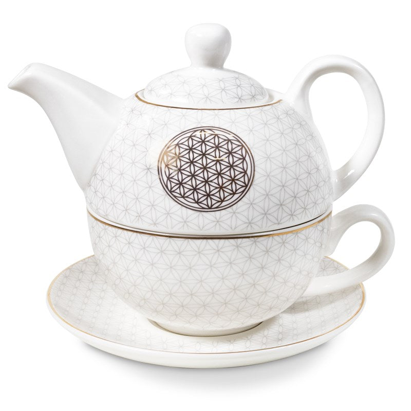 Tea for One Blume des Lebens – Bone China Porzellan – 400 ml – Gold