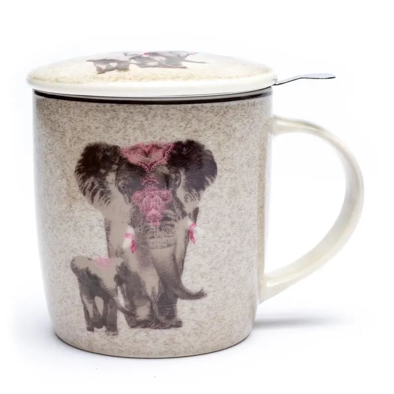 Teetasse mit Sieb und Deckel Elephant