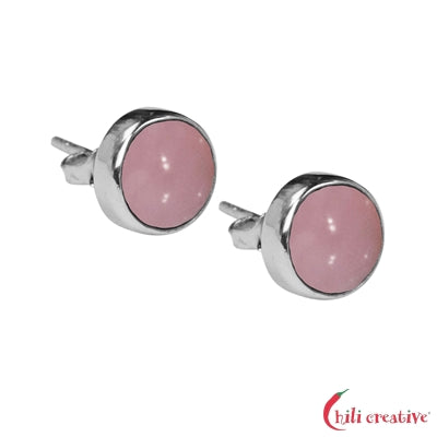 Stud earrings Andean opal pink (8mm) round