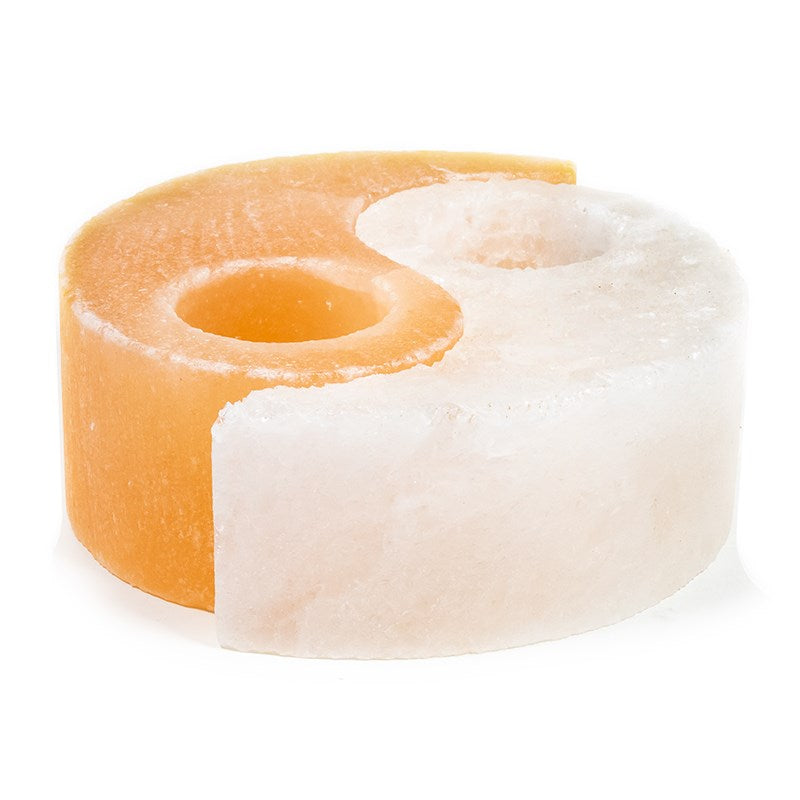 Salzkristall-Teelichthalter Yin & Yang – zweiteilig