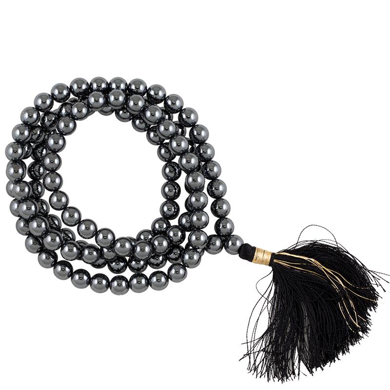 Mala Hematite in AA quality 108 beads + bag