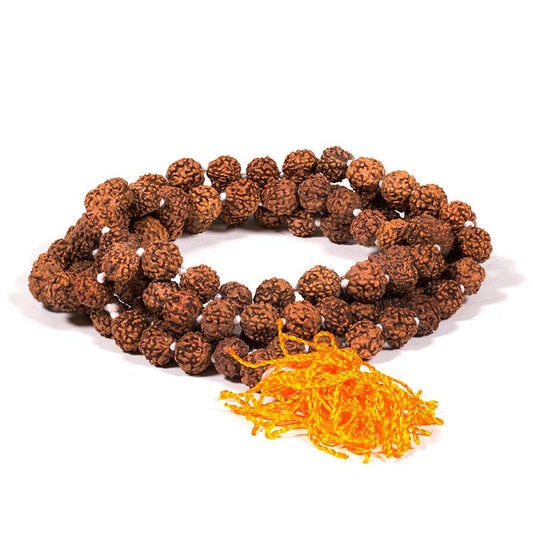 Mala Rudraksha 108 beads with orange tassel