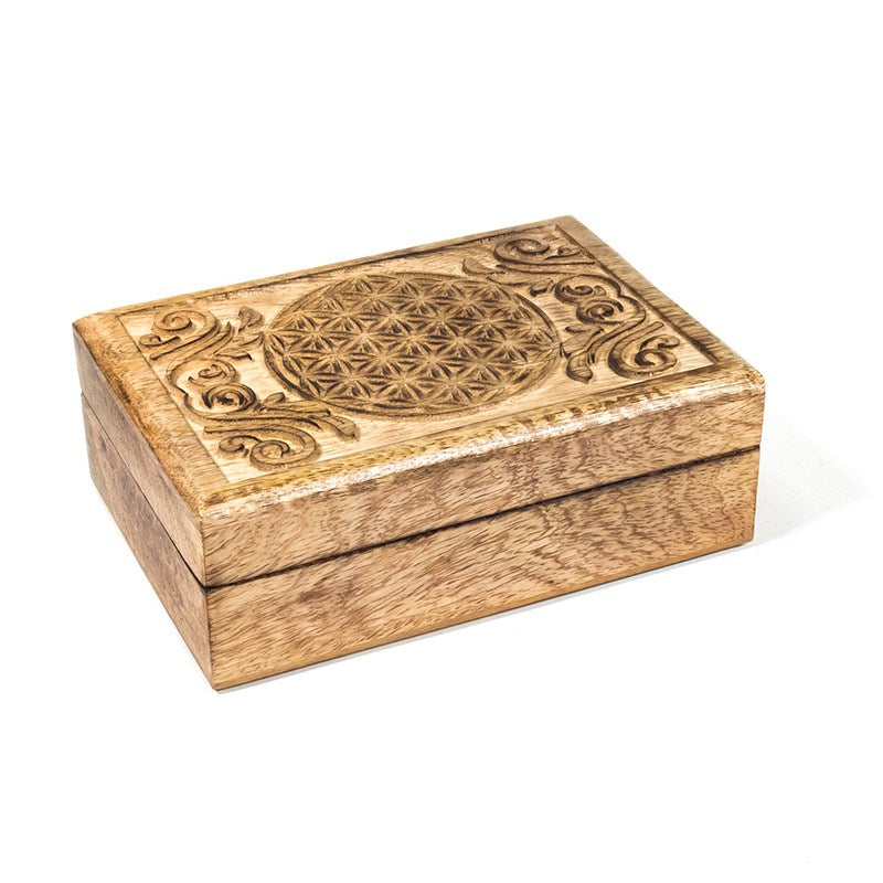 Tarot box Flower of Life Mango wood
