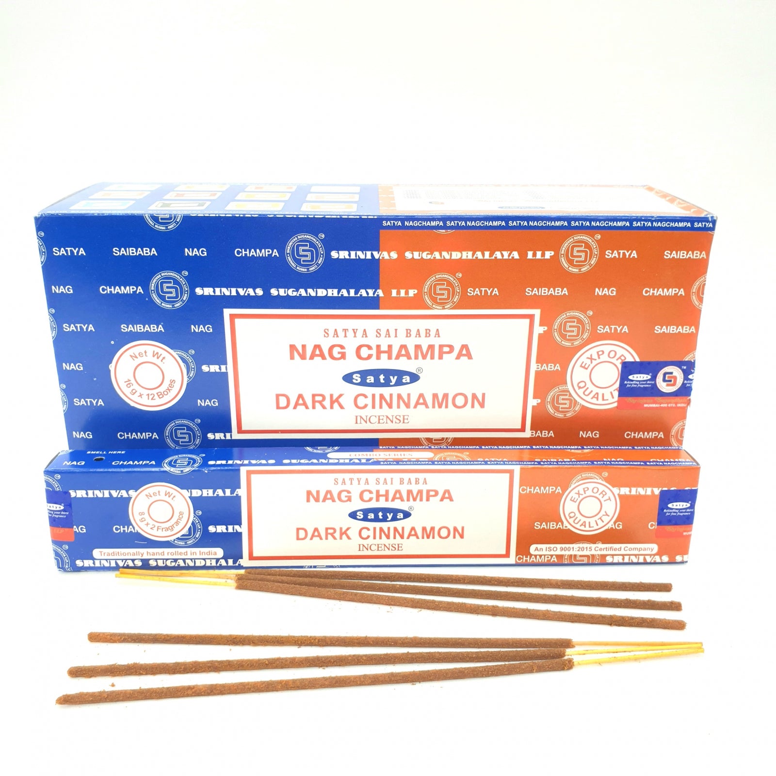 Satya Nag Champa und Dark Cinnamon Räucherstäbchen Doppelpack