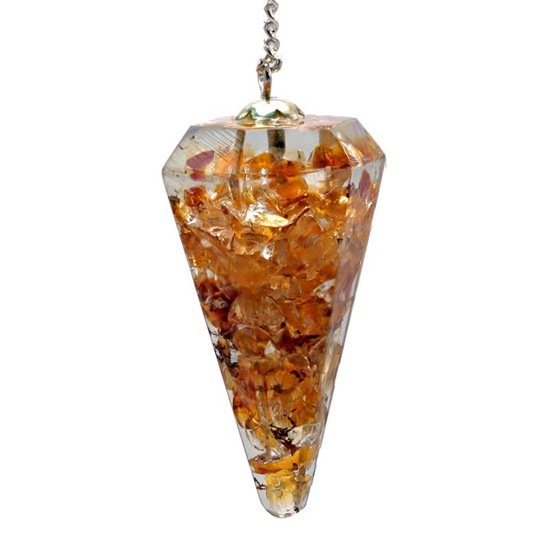 Citrine orgonite pendulum with tapered facet