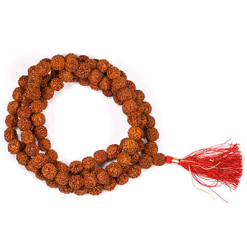 Mala Rudraksha 108 Perlen mit roter Quaste