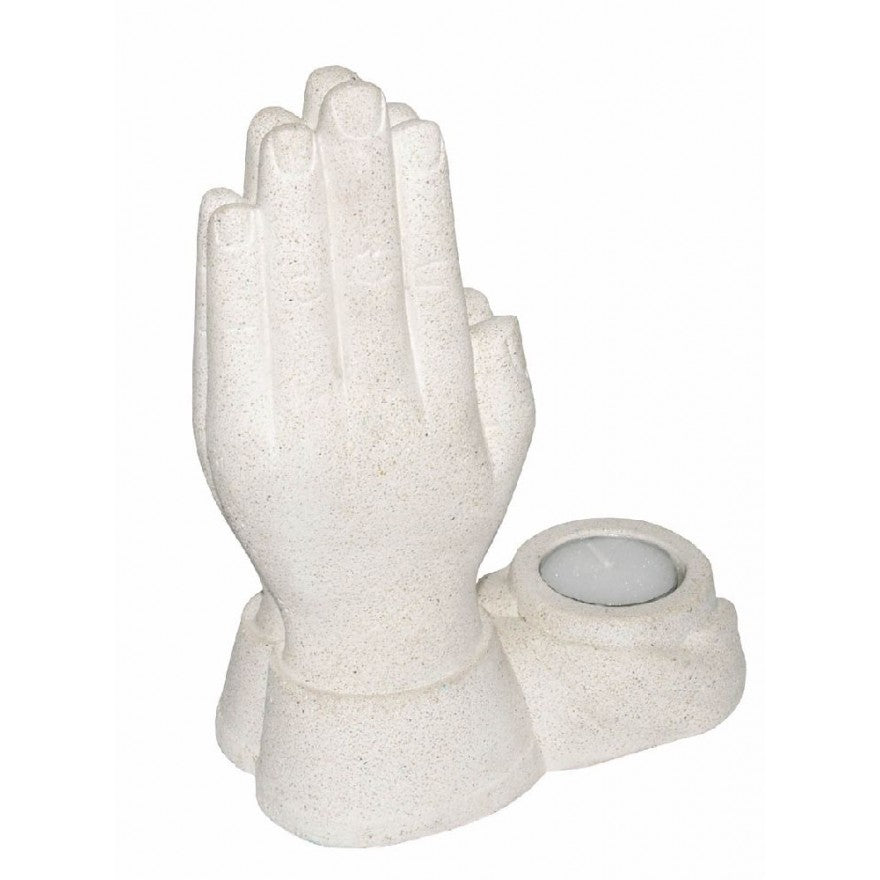 Tealight holder "Praying Hand" natural resin 