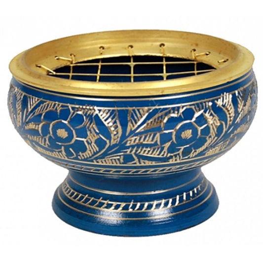 Blue brass incense burner