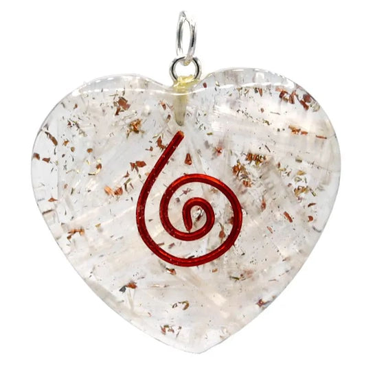 Orgonite pendant Selenite, heart-shaped