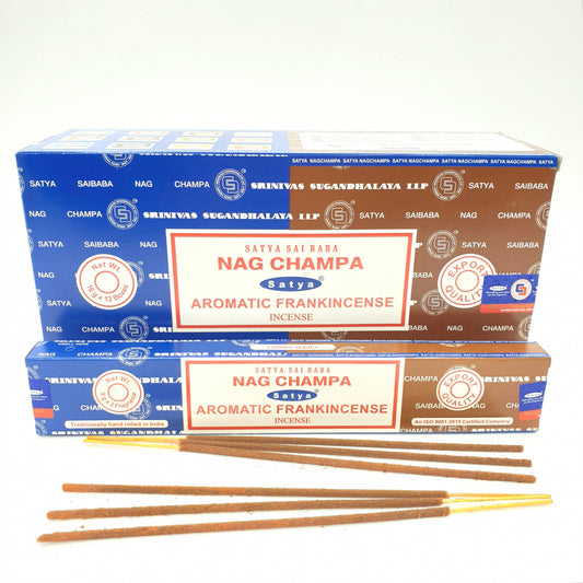 Satya Combo Serie - Nag Champa & Aromatic Frankincense Räucherstäbchen – Eine Duftreise durch zwei Klassiker
