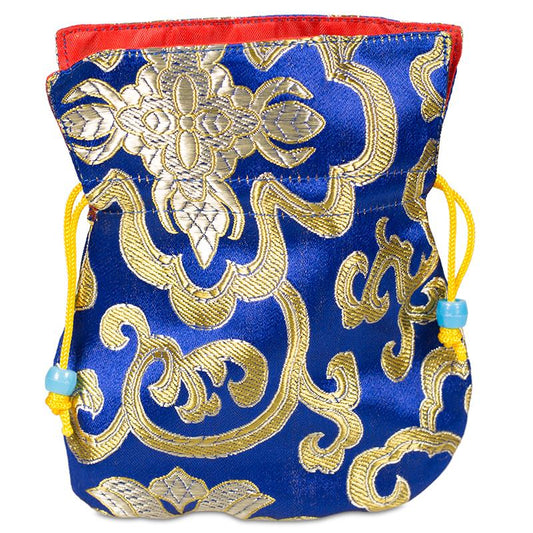 Brocade bag blue with red lining
