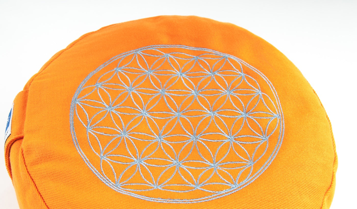 Flower of Life meditation cushion orange
