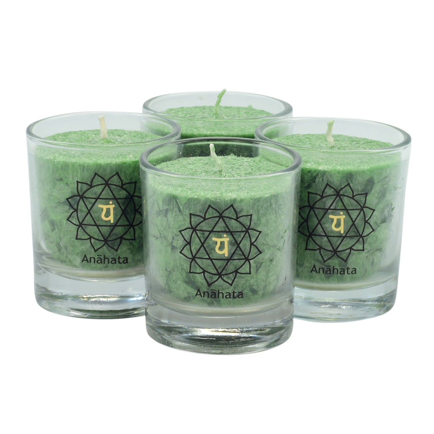 Palm Light Chakra Votive Candle, Green, Set of 4