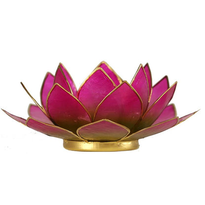 Lotus Teelichthalter aus Capiz Muscheln - Elegante Kombination aus Grün, Pink und Gold